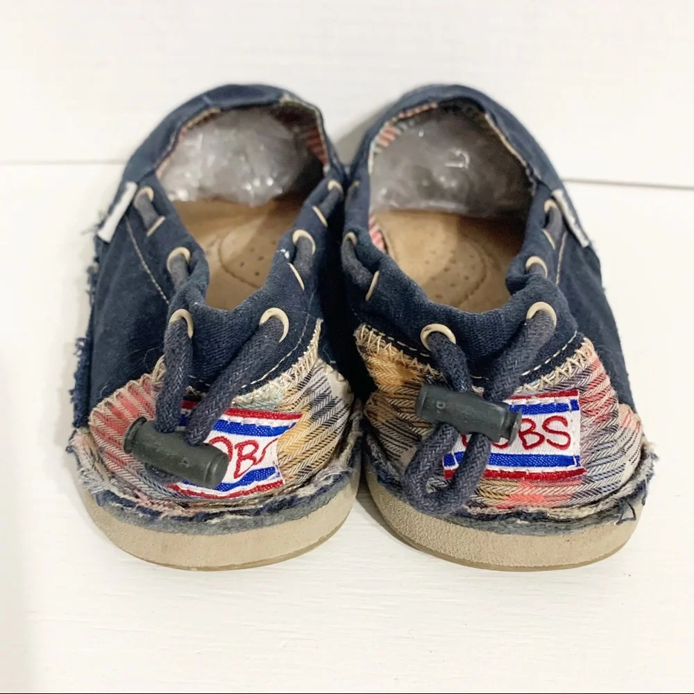 SKECHERS Bobs Canvas Slip-on Flat Raw Hem Shoes Style #: 37790-NVY Pop of Color